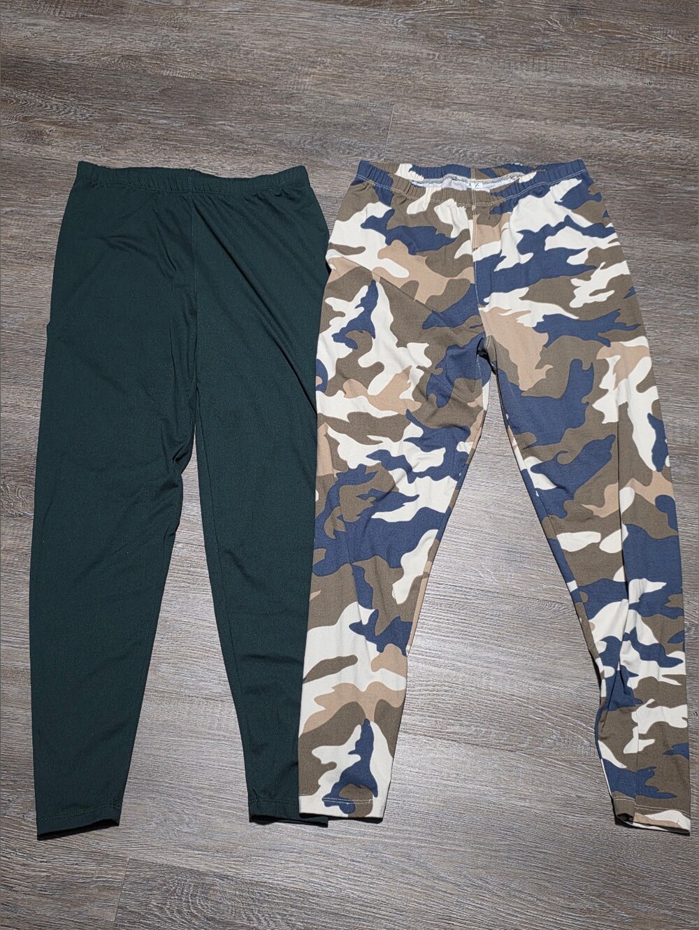 Zenana Outfitters Green & Blue-Tan Camo Womens Leggings - Pack of 2